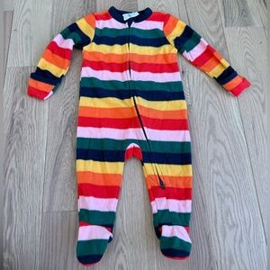 Old Navy Fleece Colorful Striped Kids One Piece PJs/Playsuit Sz 6-9 Mos